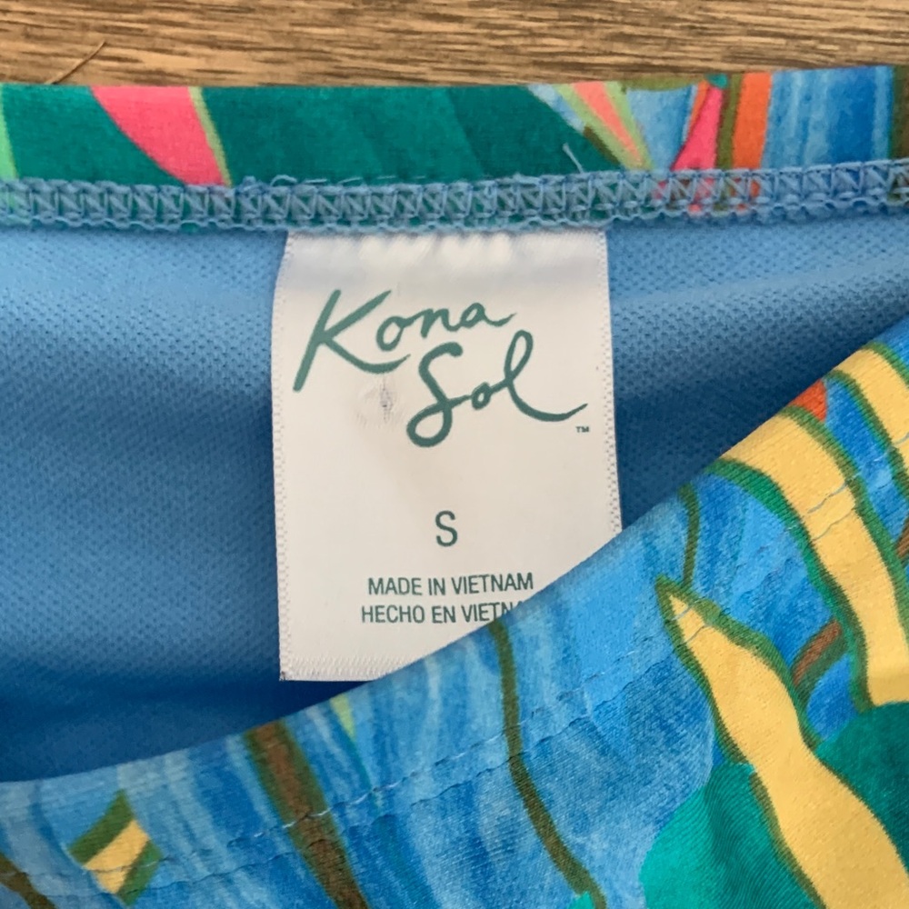 Kona Sol Blue Tropical Floral Print Tie Front Bikini Set - Picture 9 of 10
